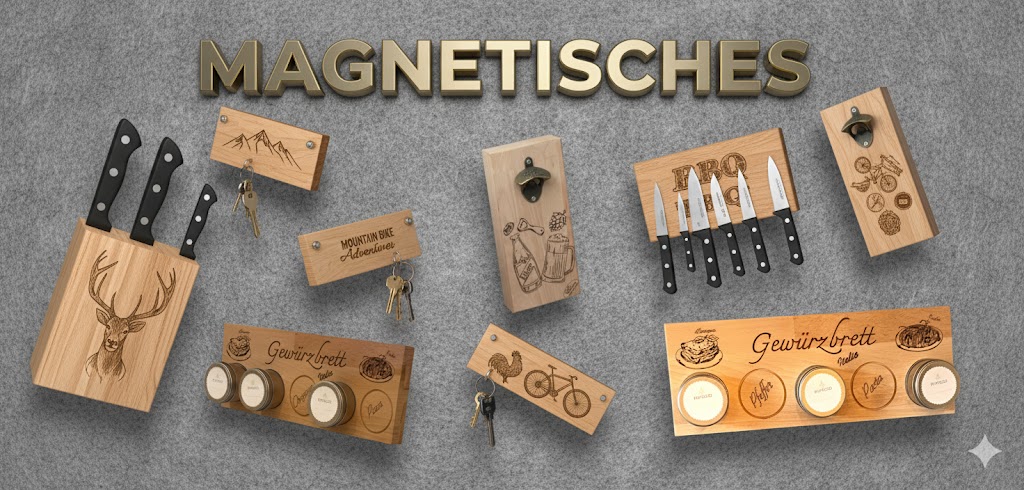 Magnetischer Messerblock aus Holz mit Küchenmessern